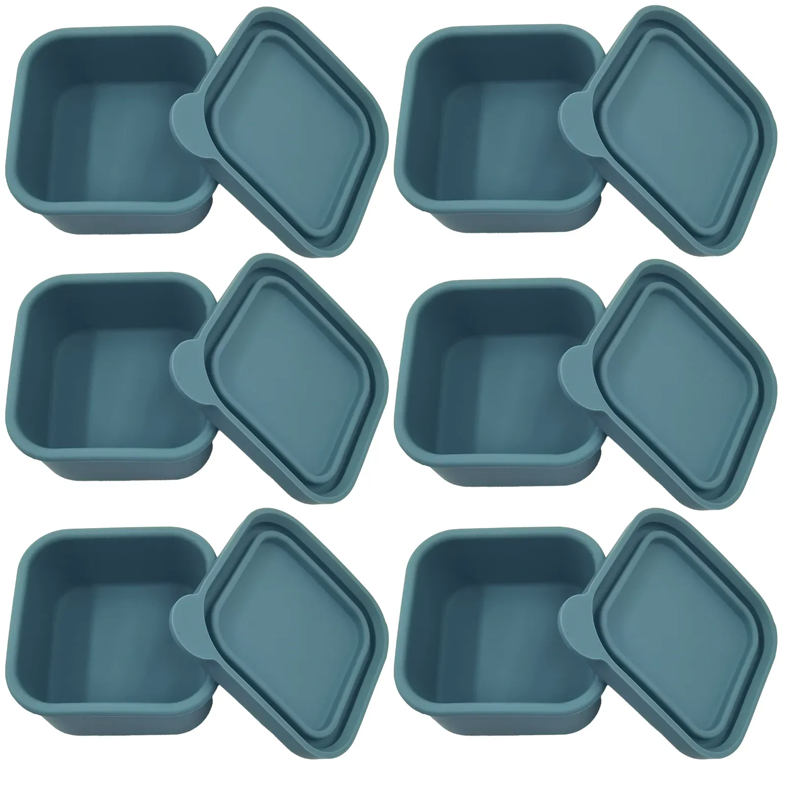 6 Pcs Silicone Food Storage Containers, 100 ml Stackable Snack Cups (2-Pack)